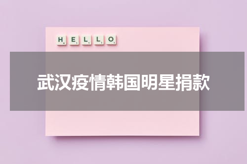 武汉疫情韩国明星捐款