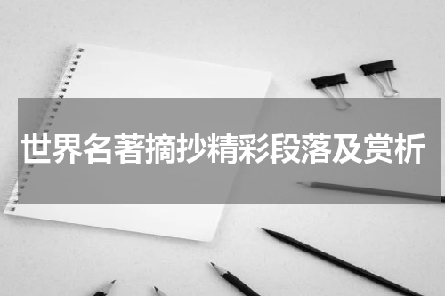 世界名著摘抄精彩段落及赏析