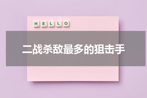 二战杀敌最多的狙击手